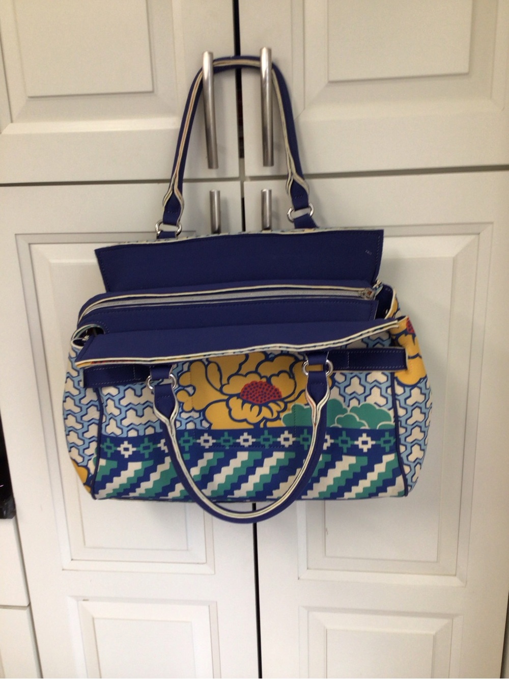 Rafe Blue Patterned Tote Bag with Tassel - Picture 11 of 14